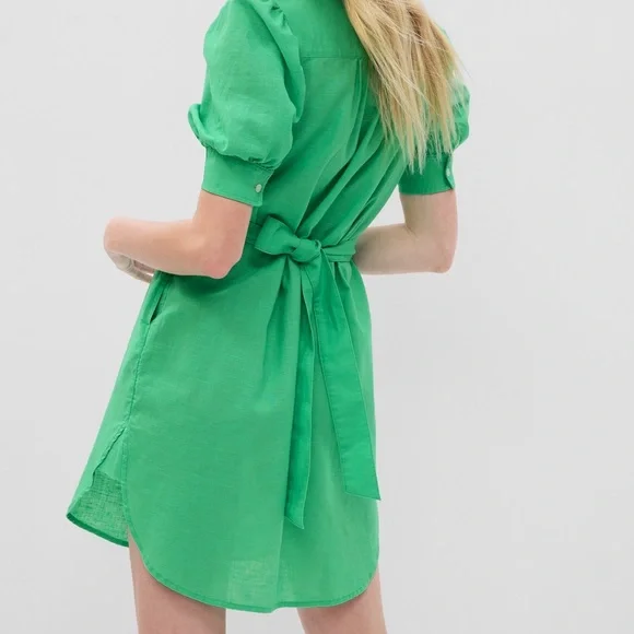 GAP | Dresses | Puff Sleeve Linencotton Shirtdress Gap | Poshmark